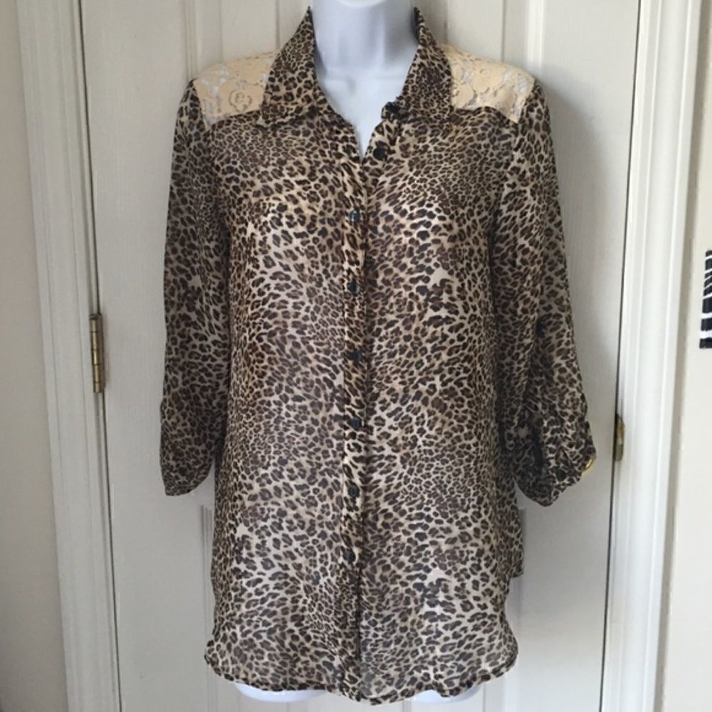 Button down Leopard blouse